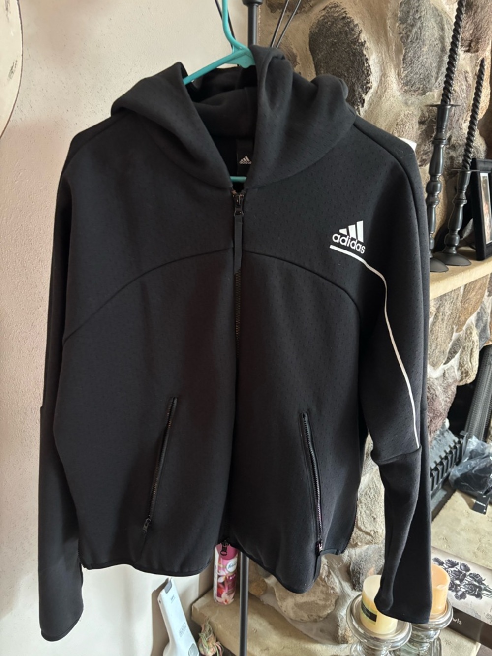 adidas Black Hoodie with White Logo